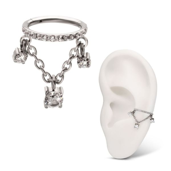 Ti-滿鑽垂吊耳窩環 40en歐美耳飾,歐美耳環,14K耳環,不過敏耳環,歐美風格,14k純金,輕奢耳飾,鈦金屬,鈦合金