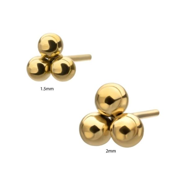 24K PVD-百搭三金珠 40en歐美耳飾,歐美耳環,14K耳環,不過敏耳環,歐美風格,37k純金,輕奢耳飾,實驗室培育鑽