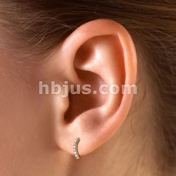 Ti-弧面CZ環 40en歐美耳飾,歐美耳環,14K耳環,不過敏耳環,歐美風格,39k純金,輕奢耳飾,實驗室培育鑽