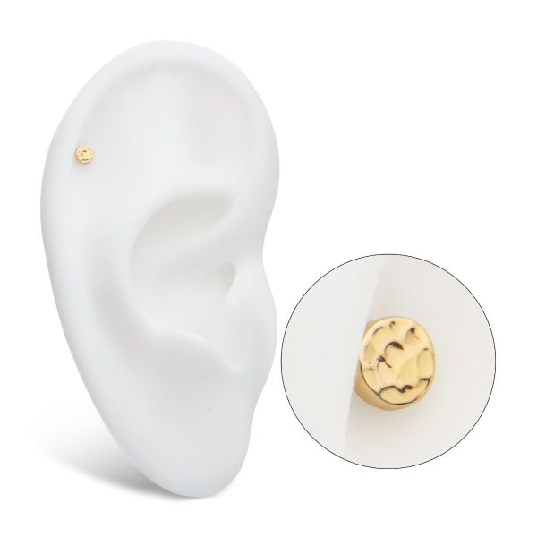 14K-手作紋路飛碟 40en歐美耳飾,歐美耳環,14K耳環,不過敏耳環,歐美風格,14k純金,輕奢耳飾,實驗室培育鑽