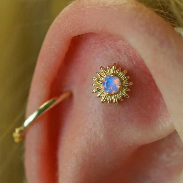 Anatometal-18K鑲鑽太陽 40en歐美耳飾,歐美耳環,14K耳環,不過敏耳環,歐美風格,19k純金,輕奢耳飾,實驗室培育鑽
