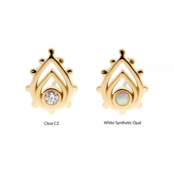 14K-金珠淚滴與單鑽 40en歐美耳飾,歐美耳環,14K耳環,不過敏耳環,歐美風格,14k純金,輕奢耳飾