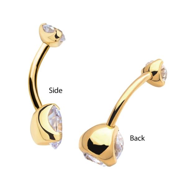24K PVD-三爪大圓鑽肚環 40en歐美耳飾,歐美耳環,14K耳環,不過敏耳環,歐美風格,39k純金,輕奢耳飾,實驗室培育鑽