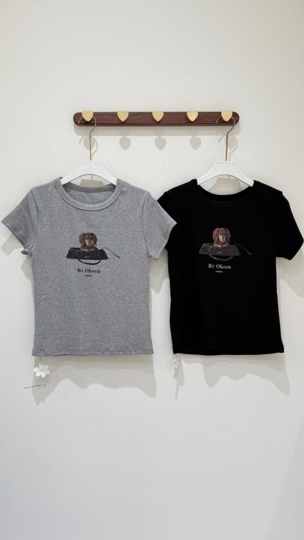 【臘腸狗狗彈力短袖棉T】 