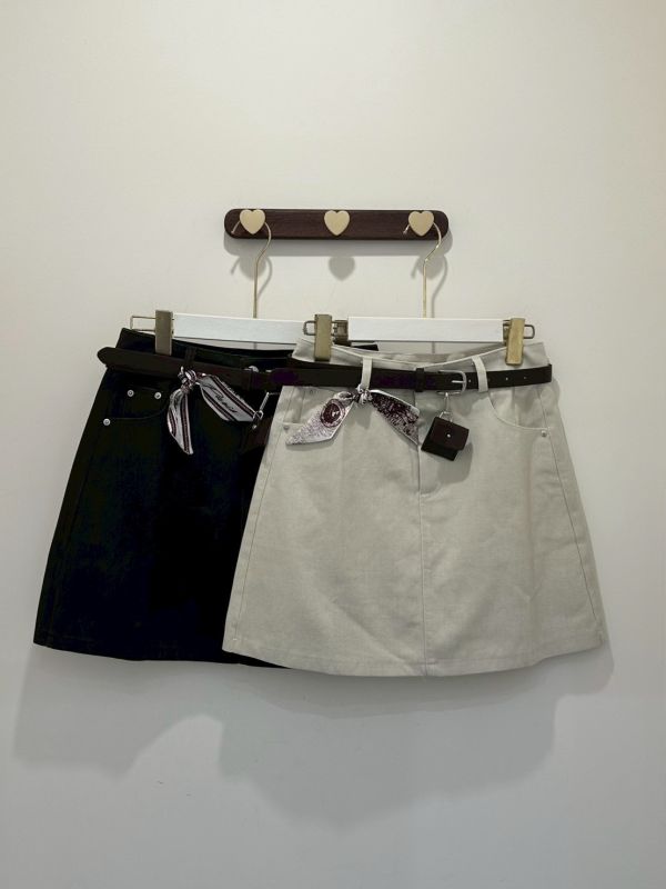 【美拉德色系褲裙-附皮帶】 