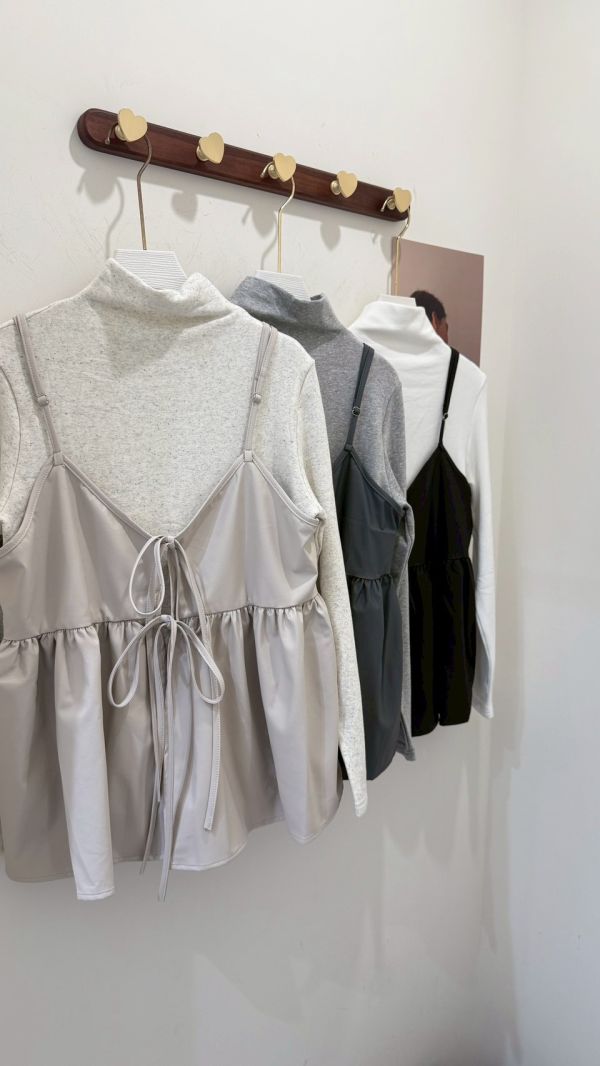 皮革綁帶吊帶背心 