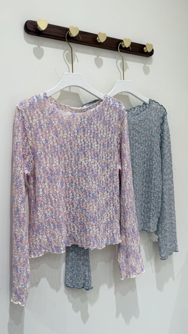 【彩色立體花花網紗上衣】 