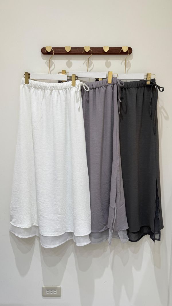 【雙面穿開衩綁帶裙】 