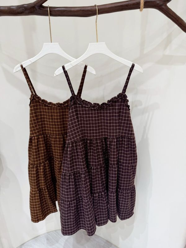 甜美格子蛋糕洋裝 