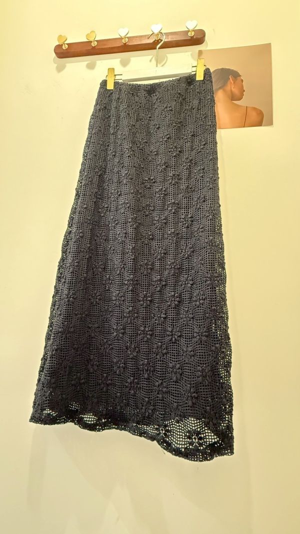 泡泡蕾絲彈力長裙 