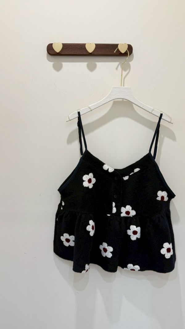 緹花花花毛呢背心 