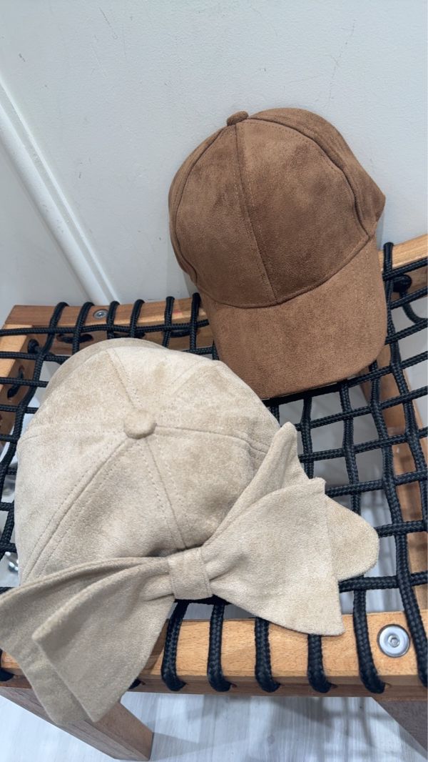 麂皮後蝴蝶結帽 