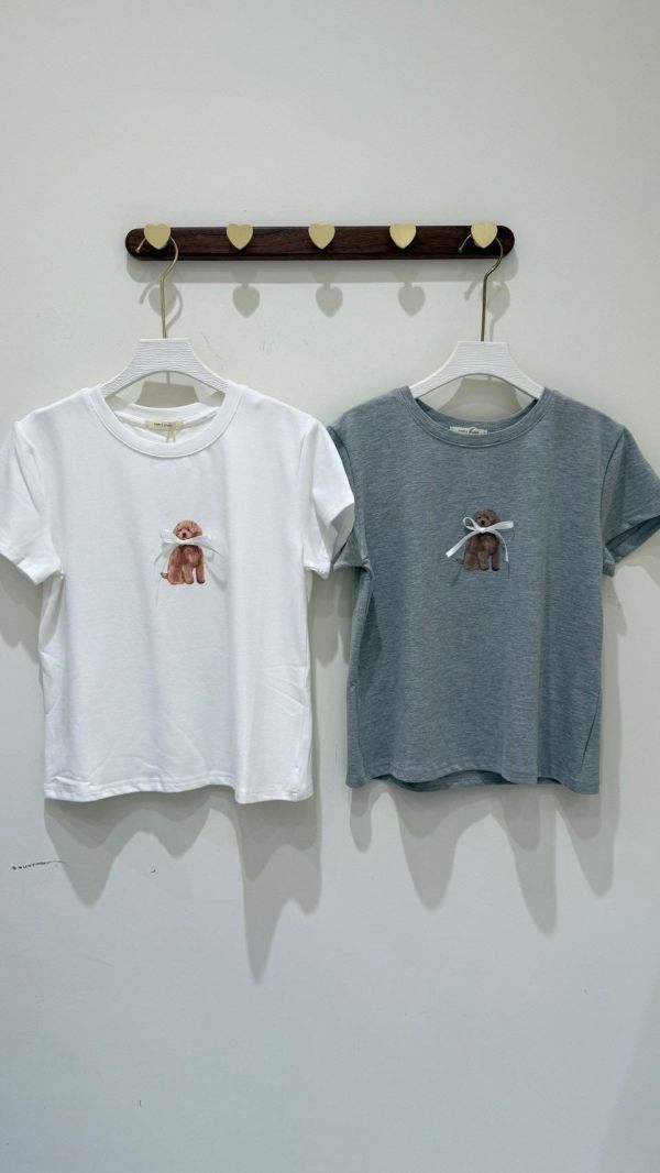 【蝴蝶結狗狗短袖棉T】 