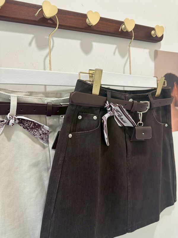 【美拉德色系褲裙-附皮帶】 