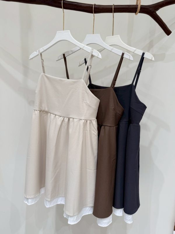 雙層後綁帶洋裝 