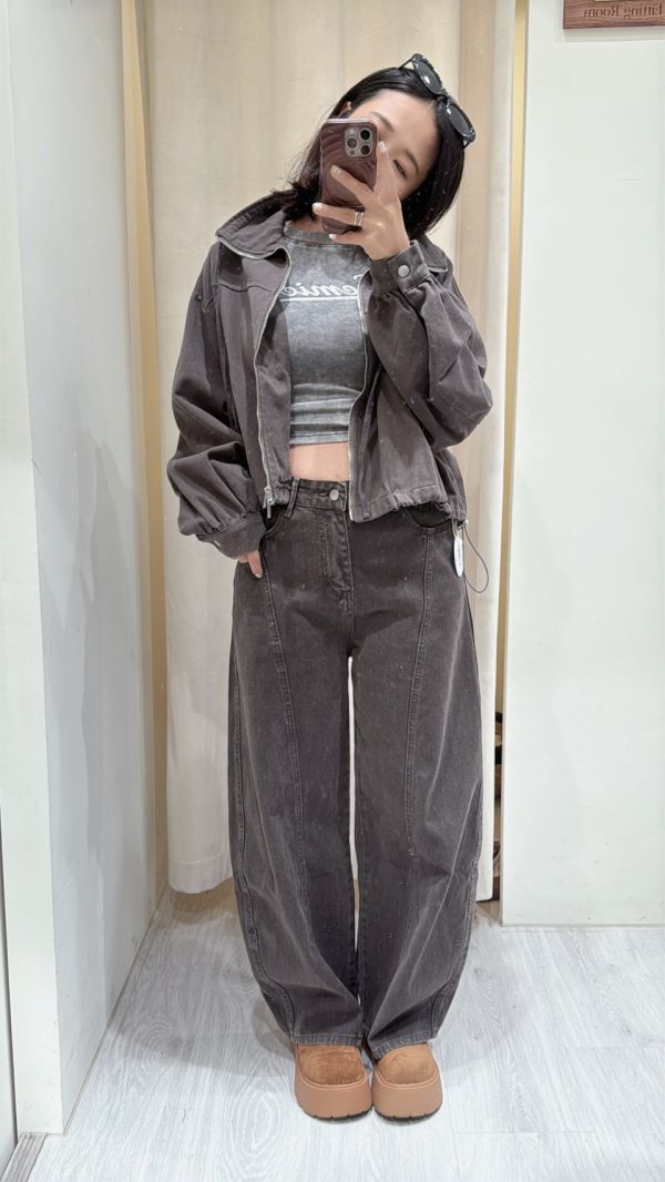 立領水洗牛仔外套 