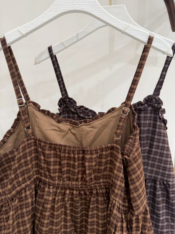 甜美格子蛋糕洋裝 