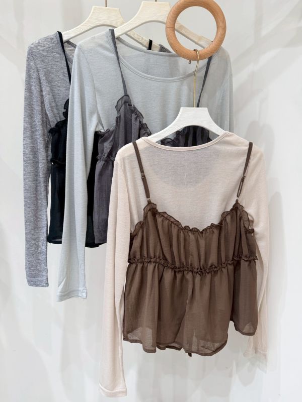 雪紡紗綁帶背心套組 