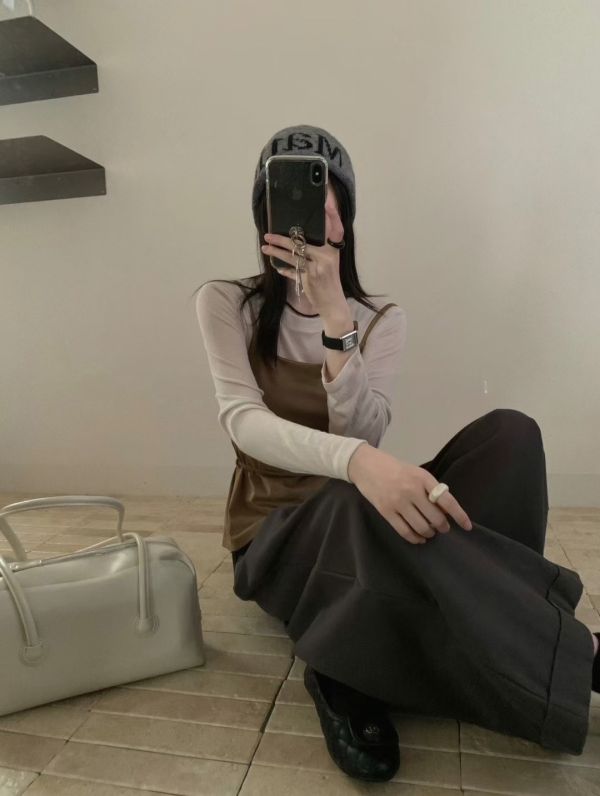 【麂皮吊帶綁帶上衣】 