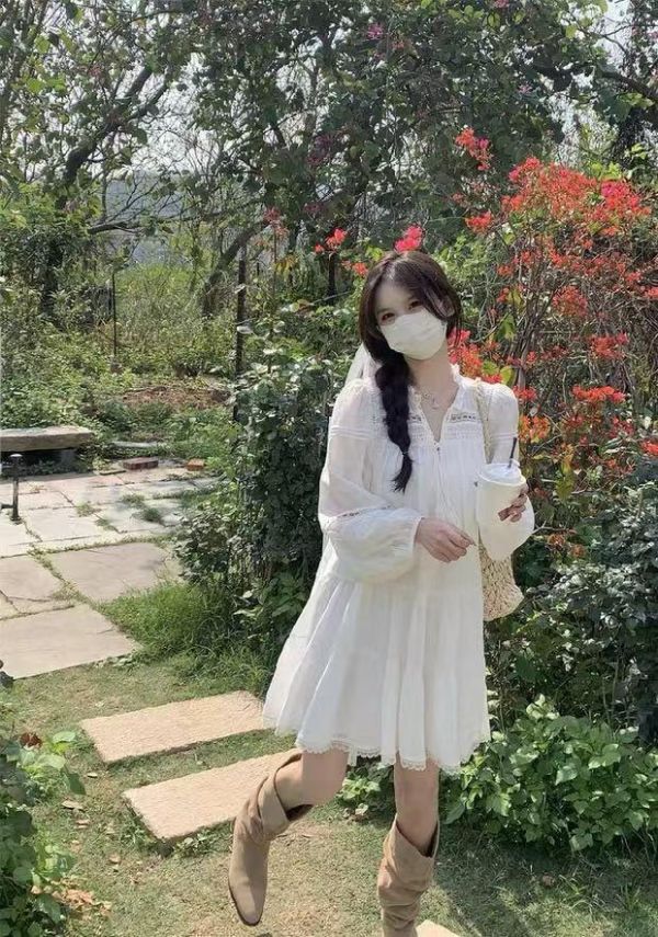 【波希米亞棉麻短洋裝】 