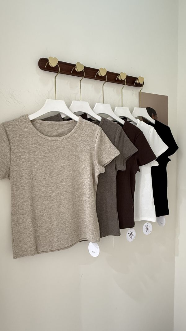 【薄款螺紋圓領上衣】 