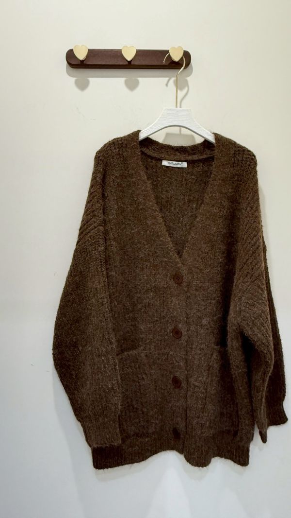 柔霧系蓬鬆開襟針織罩衫 