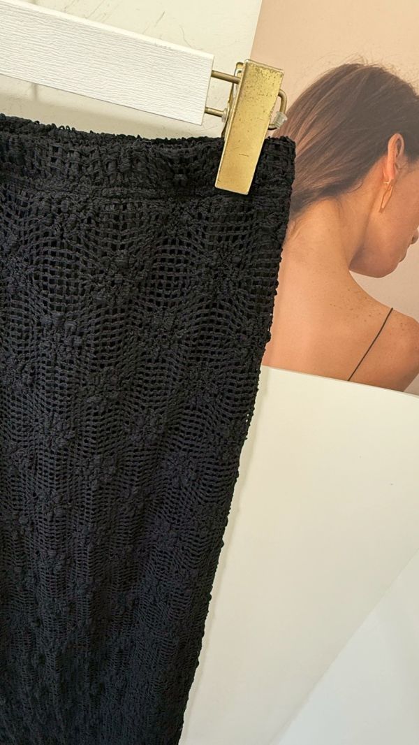 泡泡蕾絲彈力長裙 