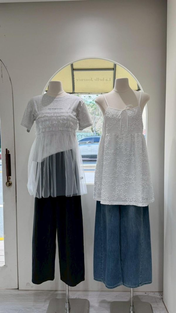 網紗抽皺蓬蓬背心 