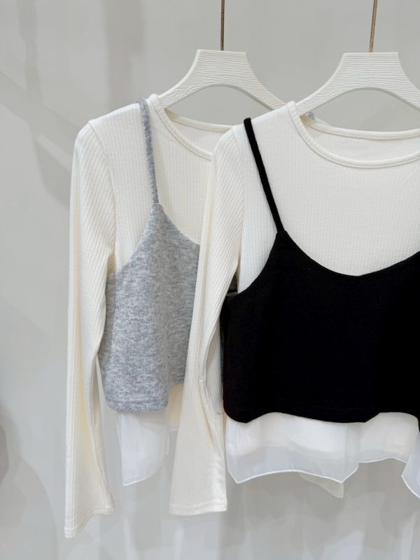 雙層針織背心套裝 