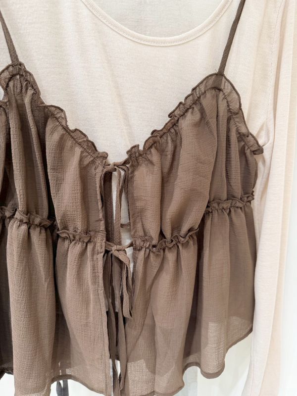 雪紡紗綁帶背心套組 