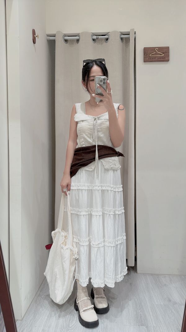 【荷葉蛋糕長裙】 