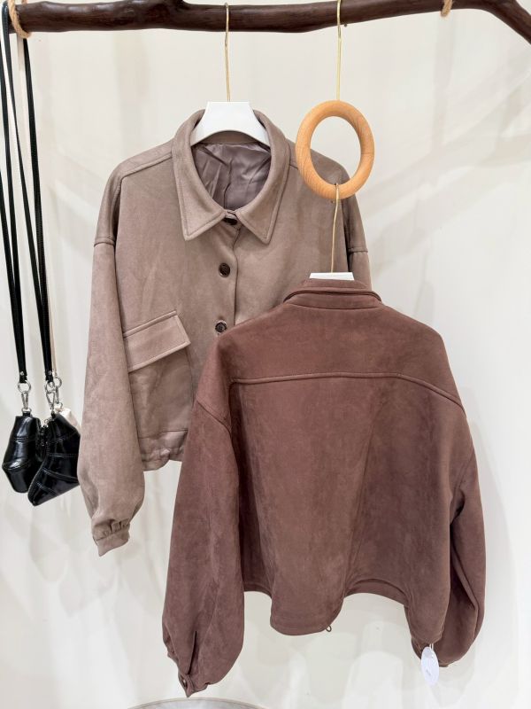 麂皮雙口袋外套 