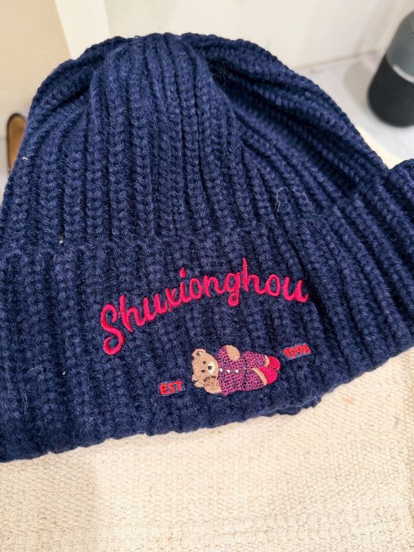 慵懶熊針織毛帽 