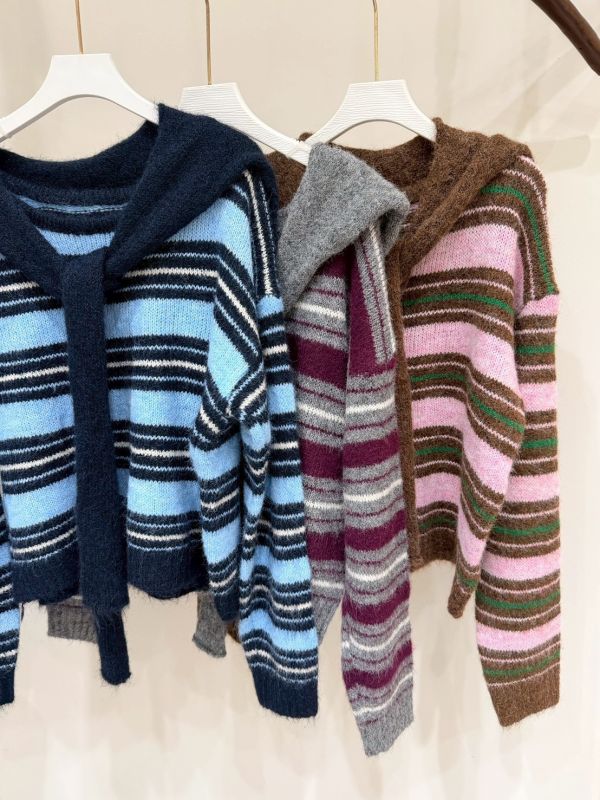 撞色條紋針織上衣組 