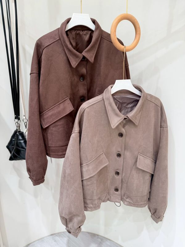 麂皮雙口袋外套 