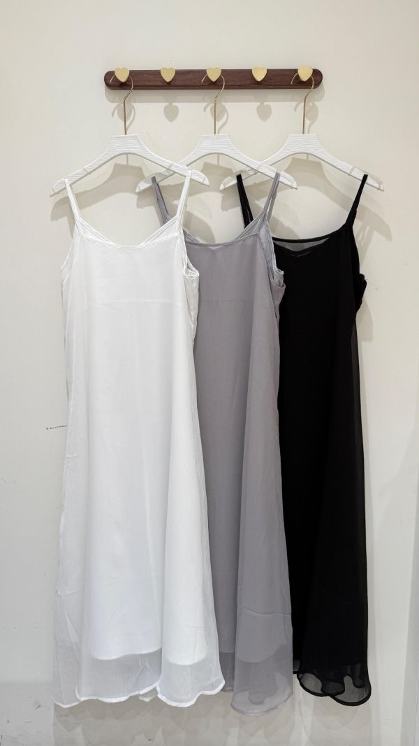 【兩件式雪紡透膚吊帶洋裝】 