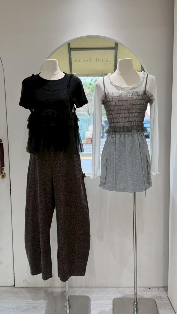 【綁帶工裝棉短裙】 