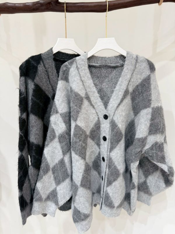 菱格紋毛呢外套 