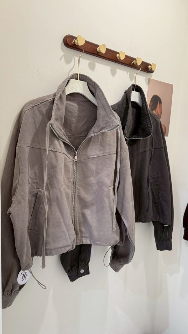 立領水洗牛仔外套 