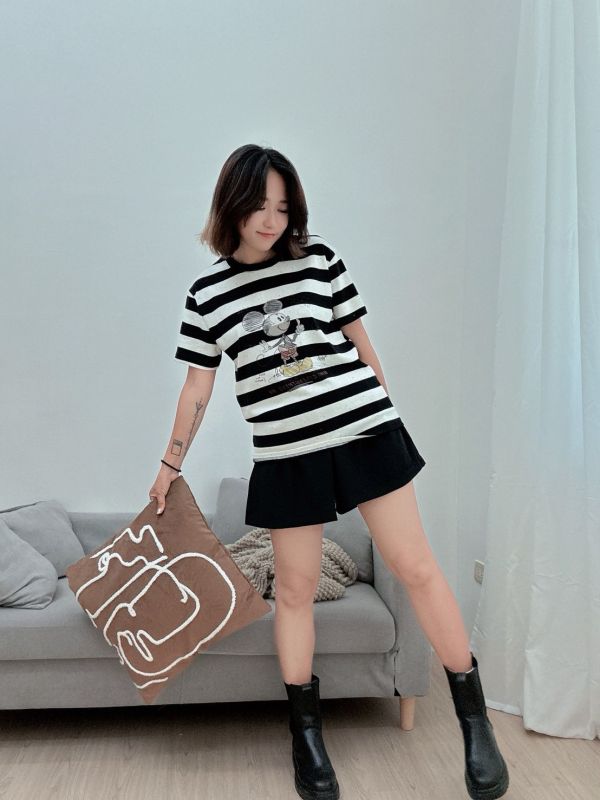 25春夏【彩點條紋米奇百搭棉T】 