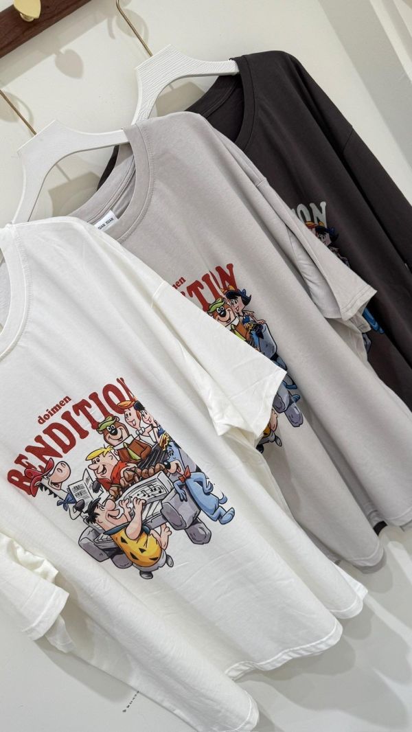 【復古摩登人卡通棉T】 