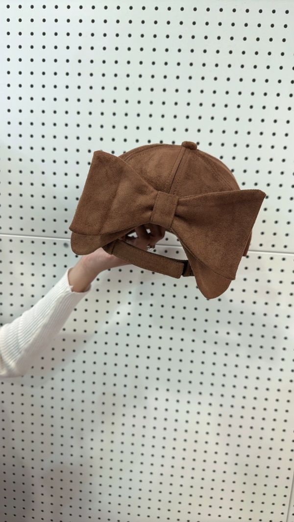 麂皮後蝴蝶結帽 