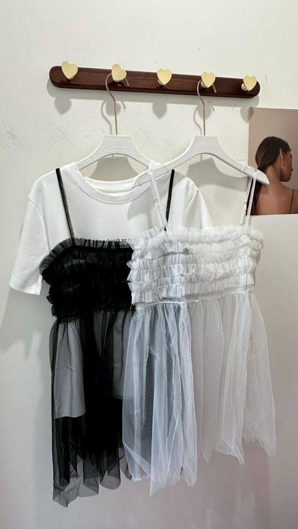 網紗抽皺蓬蓬背心 