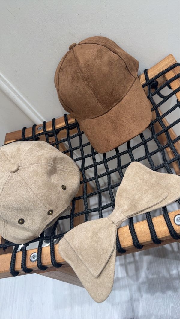 麂皮後蝴蝶結帽 