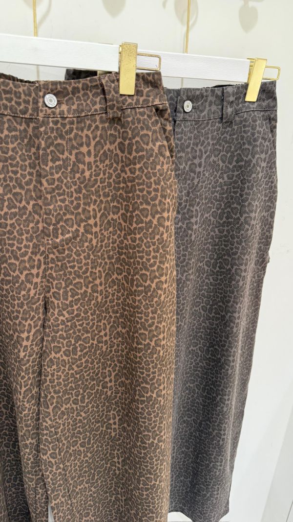 【豹紋工裝繭型褲】 