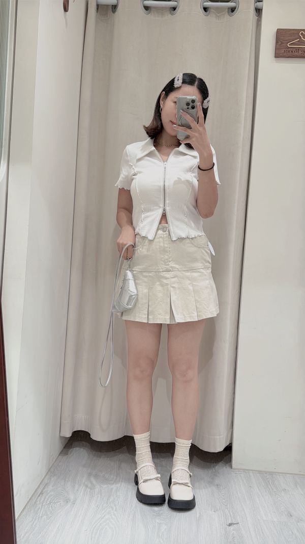 25春夏【木耳貼身雙開拉鏈短版上衣】 