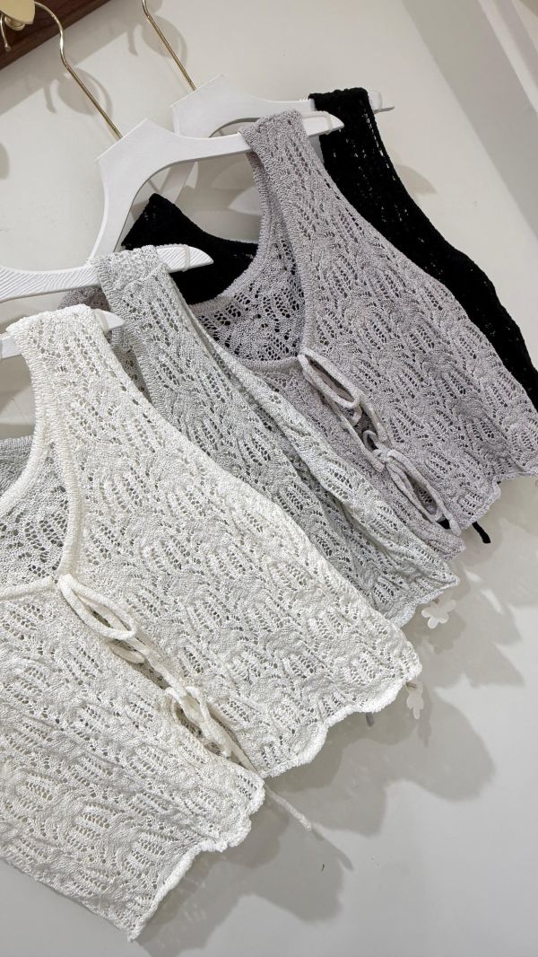 【雙綁帶針織背心】 