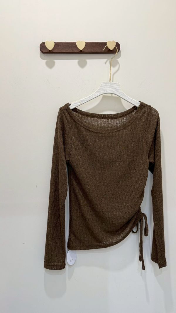 抓皺抽繩透膚罩衫 