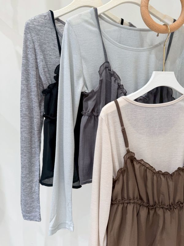 雪紡紗綁帶背心套組 