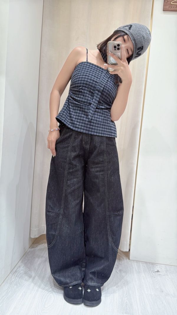 顯瘦格子吊帶上衣 